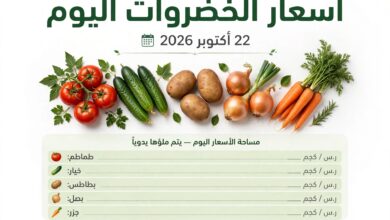 سعر الخضروات اليوم 22 أكتوبر 2026