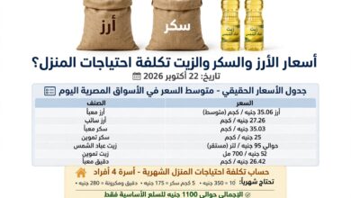 الأرز والسكر والزيت